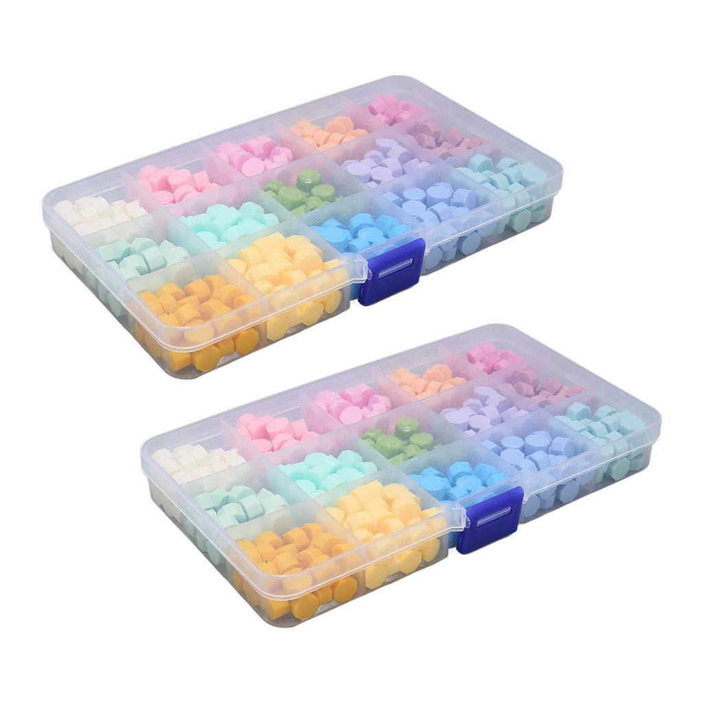 2 Box Sealing Wax Beads Assorted Color Portable Box Packed Widely Used Octagon Wax Beads for Envelop