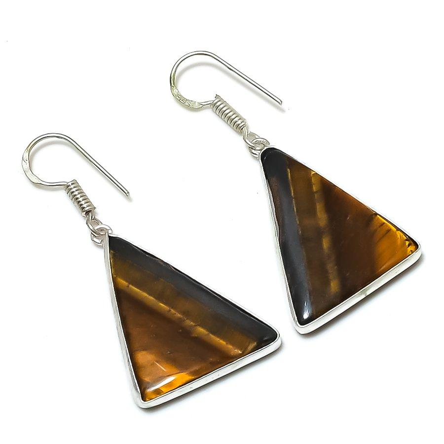 

Серьги ручной работы из стерлингового серебра 925 пробы с натуральным драгоценным камнем тигровый глаз 1,81 дюйма s8d60