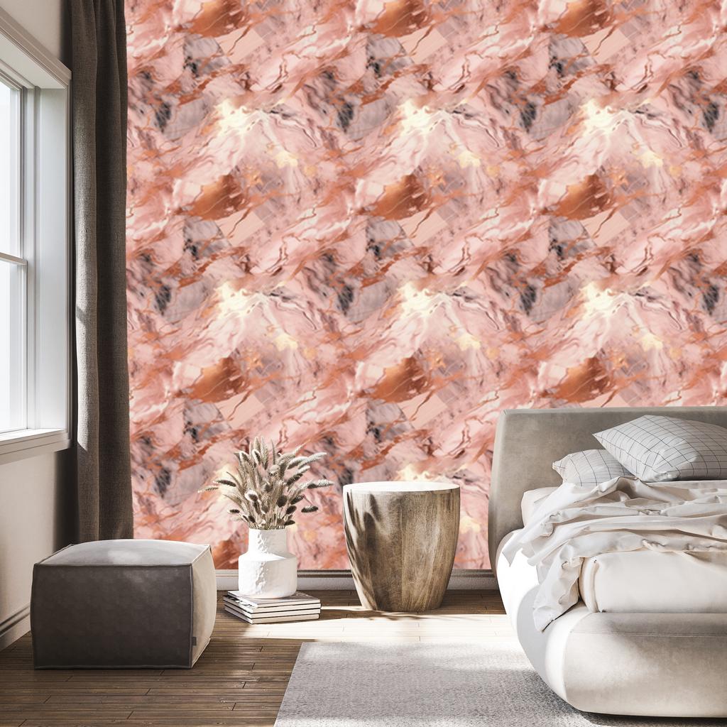 Coral, red and peach marble wallpaper for living room and bedroom 50x1000