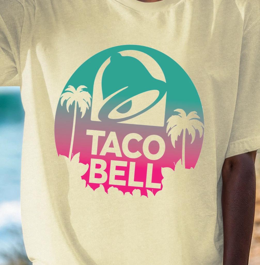 Taco Bell Logo Palmen T-Shirt | Retro Strand Taco Tee, Sommer Vibes Shirt