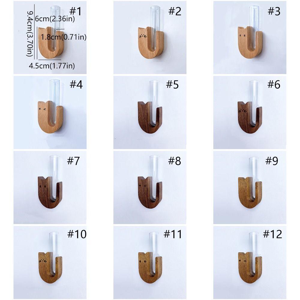 Funny Wooden Pet Cat Hair Vase Cartoon with Glass Tube Pet Hair Storage Box Magnetic Fridge Magnet Vase Fridge Decoration