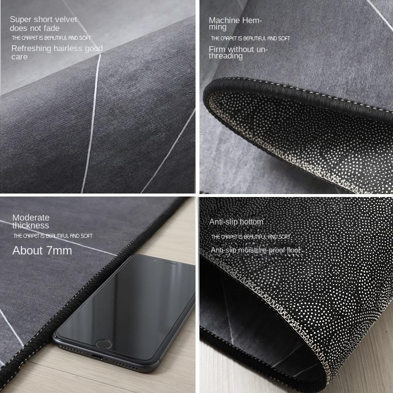 Geometrischer Teppich Arbeitszimmer Büro Computertisch E-Sport-Stuhl Rutschfeste Matte Schlafzimmer Rechteckige Kristall-Samt Fußmatte