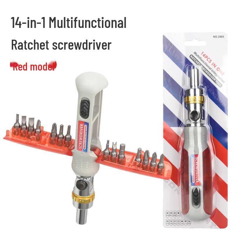14-in-1 Multi-Angle Ratchet Screwdriver Set with Phillips, Flathead, Hex, and Torx Bits