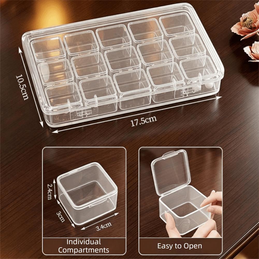 Grid Compartment Jewelry Storage Box Transparent Clear Multi-Grid Design Earring Display Case Plastic Material