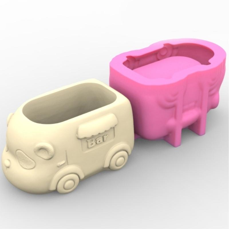 3D DIY Flower Pots Mold Silicone Concrete Mold Animal Car Shape Silicone Vase Molds for Crafting Concrete Candle Holders