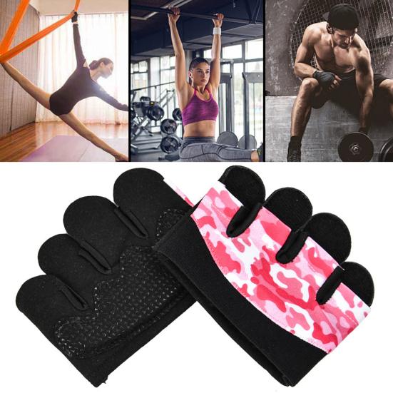 1 Paire Gants de Fitness Épaissis Perméables à la Sueur Anti-callosités Antidérapants Résistants à la Friction Quatre Doigts Gants d'Entraînement d'Haltérophilie Fourniture d'Extérieur