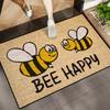 VIKAMA Bee Happy Doormat Welcome Mat Crystal Velvet Outdoor Carpet Living Room Floor Mat Rug For Bedroom Lightweight Home Decor