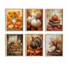 Retro Pumpkin and Rooster Canvas Prints Autumn Country Wall Art Posters for Modern Living Room Halloween Christmas Home Decor