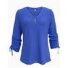 Spring and Summer New Solid Color Jacquard Button Long-sleeved Straps Hollow Loose T-shirt Top