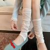 White Foot-Stepping Calf Socks Cover Women'S Summer Thin Mesh Breathable Stacking Socks Crimped Cold Leg Socks Cotton Stockings Stockings