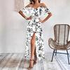 Nuovo sexy abito da donna con bretelle irregolari, lungo con bretelle, floreale, da spiaggia