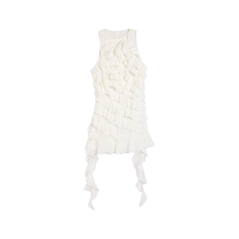 French White Asymmetrical Fairy Summer Dress for Women