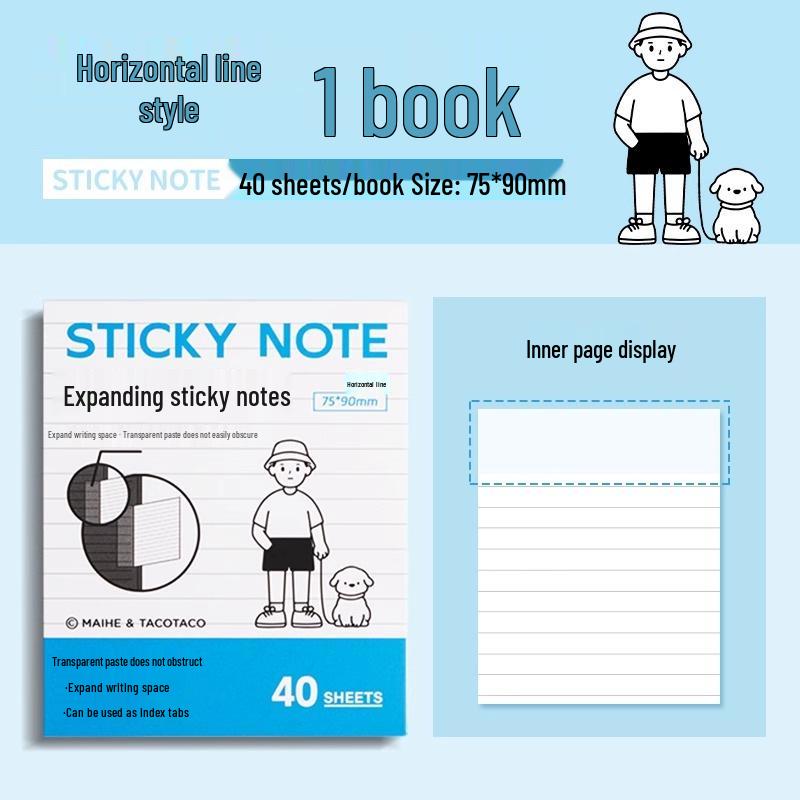 TacoTaco Foldable Tearable Sticky Notes for Students - Adhesive Grid & Blank Note Stickers