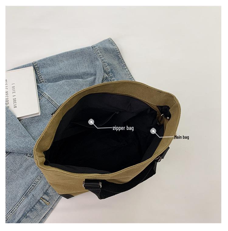 Japanese Style Canvas Tote: Versatile, Fashionable Shoulder Bag for College, Campus & Commuting