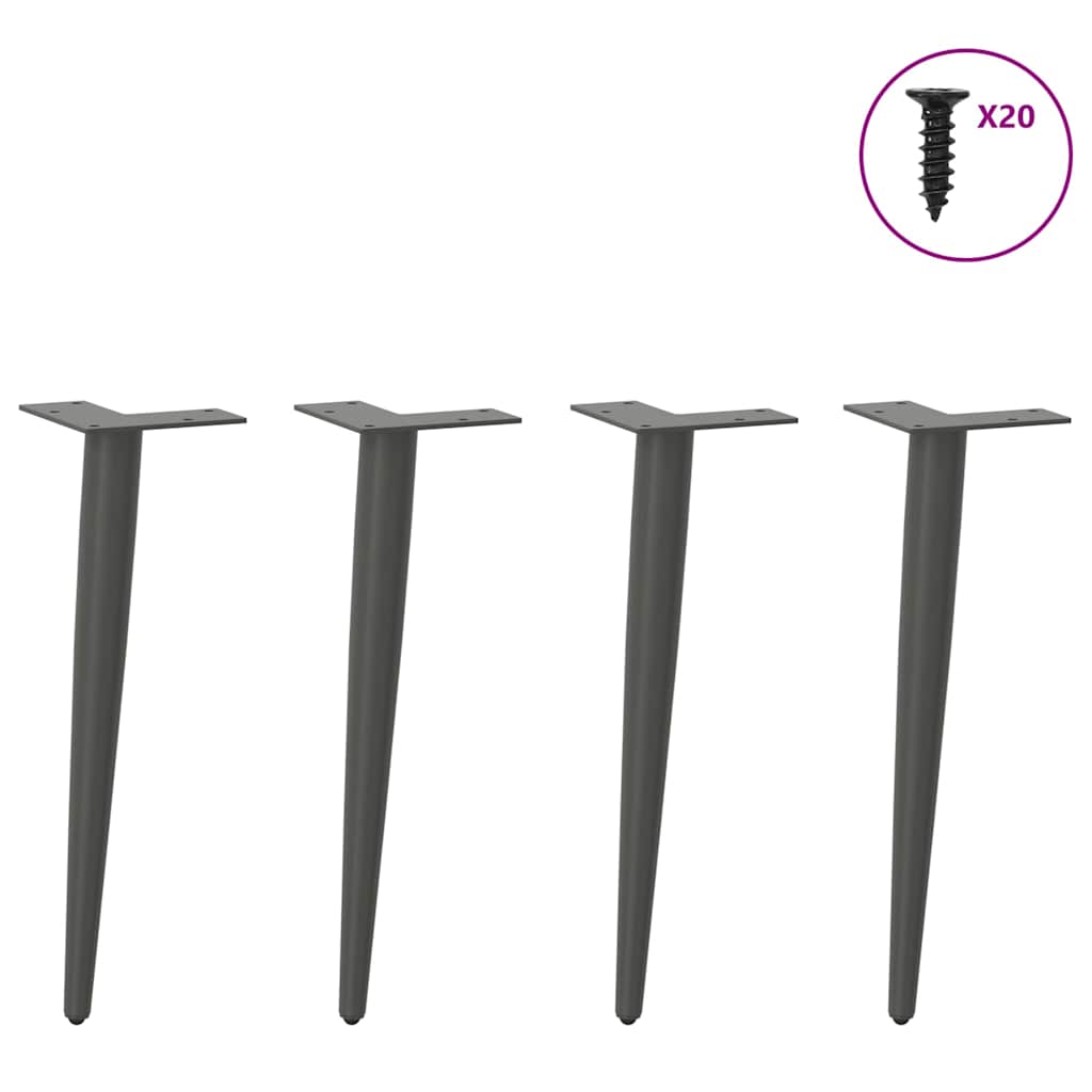 Vidaxl Coffee Table Legs, 4 Pcs, Anthracite, 42-43 Cm, Steel