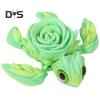 3D Printed Rose Turtle Figurine Movable Joints Flower Sea Tortoise Figure Articulated Animal Model Toy Home Office Bookshelf Desktop Decoration