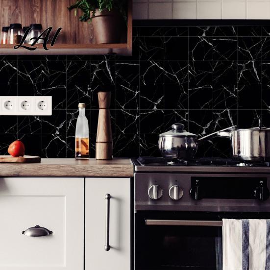 Heat Resistant Kitchen Backsplash Tiles 12PCS Imitation Marble Pattern Wall Stickers Self-Adhesive Waterproof EVA Scratch Decor for Home Tiles,