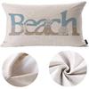 EKOBLA Beach Vintage Wood Lettering Quote with Ocean Home Pillow Cases Coastal Sea Starfish Scallop Summer Waist Lumber Cotton Linen Cushion Cover