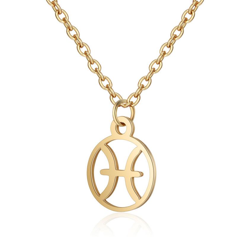 Simple Round 12 Zodiac Sign Necklaces for Men Women Classic Virgo Leo Libra Scorpio Sagittarius Pendant Necklace Birthday Gift