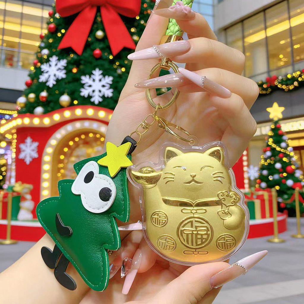 999 Gold Lucky Charm Christmas Apple Keychain - Cute Cartoon New Year Gift