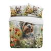 Flower Pet Dog Watercolor Butterfly 3pcs Bedding Set For Double Bed Home Textile Duvet Cover Quilt Cover Pillowcase