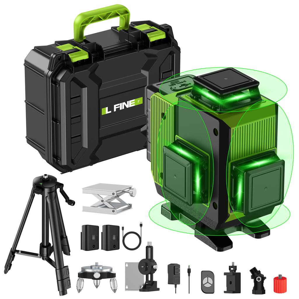 Lfine Nivel Laser 16 Lines Professional Laser Level Horizontal Vertical Green Laser Automatic 360°Self-Leveling Level Laser Tool