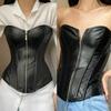 Push Up Bustier Sexy Crop for Tank Tops Sleeveless Corset Zipper Vest Waist Trainer Steampunk Waist Cincher For Women Bl