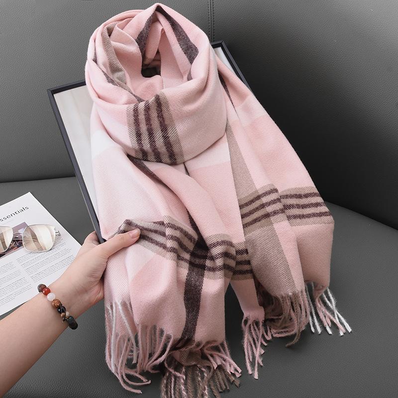 Designer imitation cashmere fashion plaid fringed scarf women s atmosphere elegant temperament shawl scarf 65*180