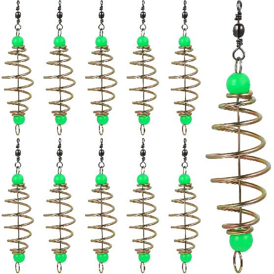 12PCS Luminous Carp Fishing Feeder, Bait Thrower, Fishing Feeder Bait Cage, Lures Cage Basket Minnow Baits