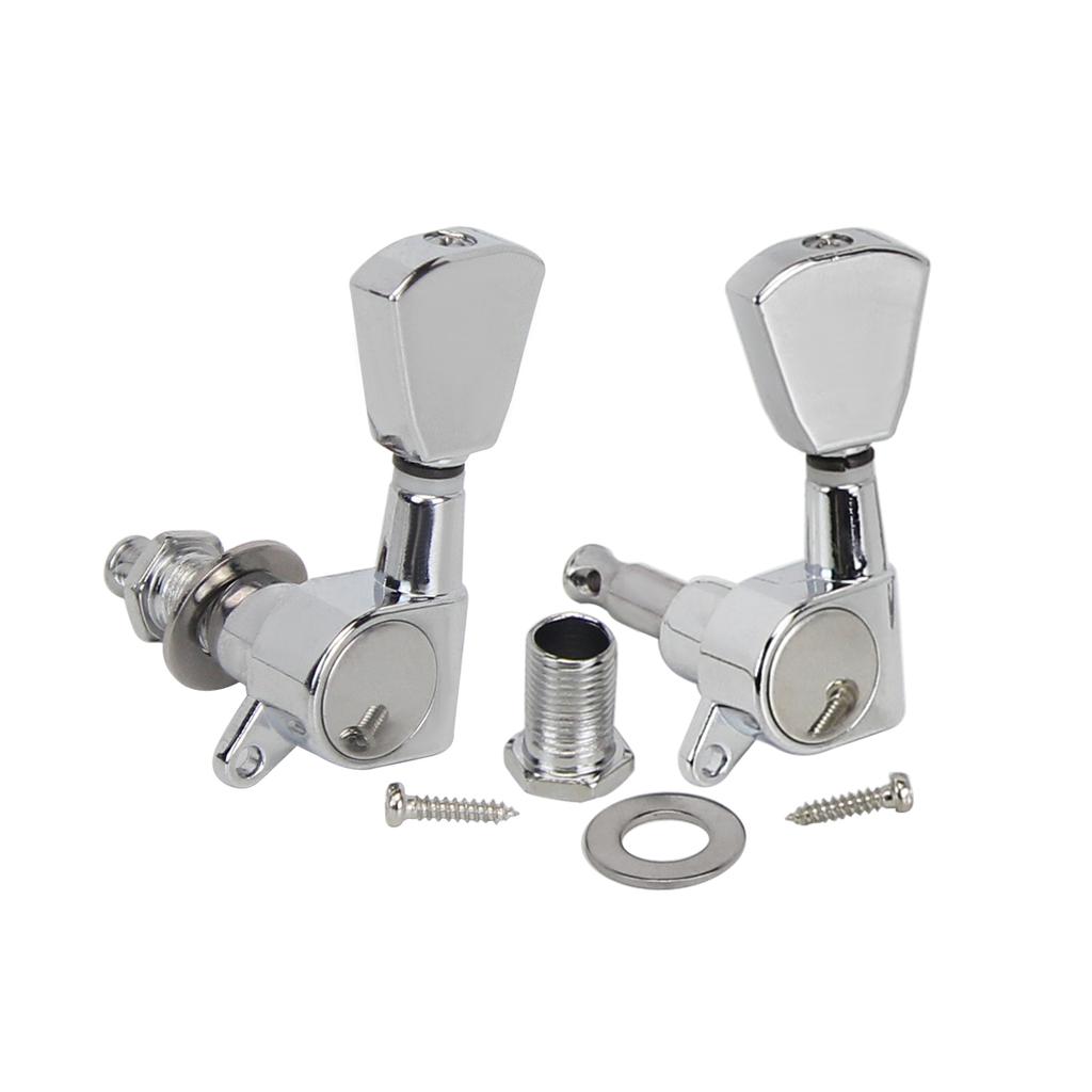 FLEOR Set of Closed Guitar Tuning Keys Machine Heads Tuners 3L3R String Tuning Pegs Sealed ,Black/Silver Option