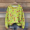 Long Sleeve Pullover Sweaters For Women O Neck Casual Cute Printing Knit Oversized Sweater
