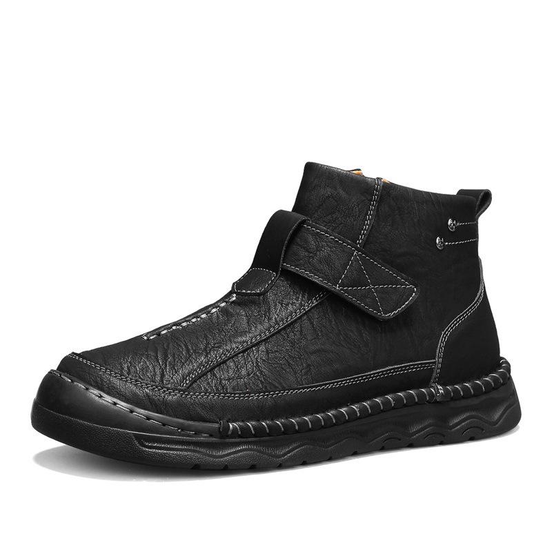 Men's Large Size Handmade Leather Martin Boots - Autumn Mid-top Outdoor Casual Shoes