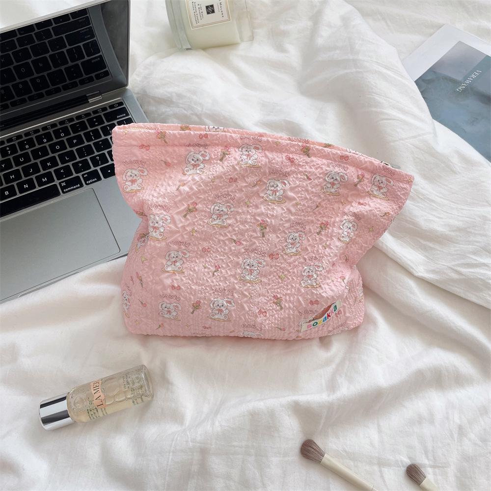 Embossed Cartoon Cosmetic Bag - Portable, Large Capacity Travel Toiletries & Skin Care Storage Bag.