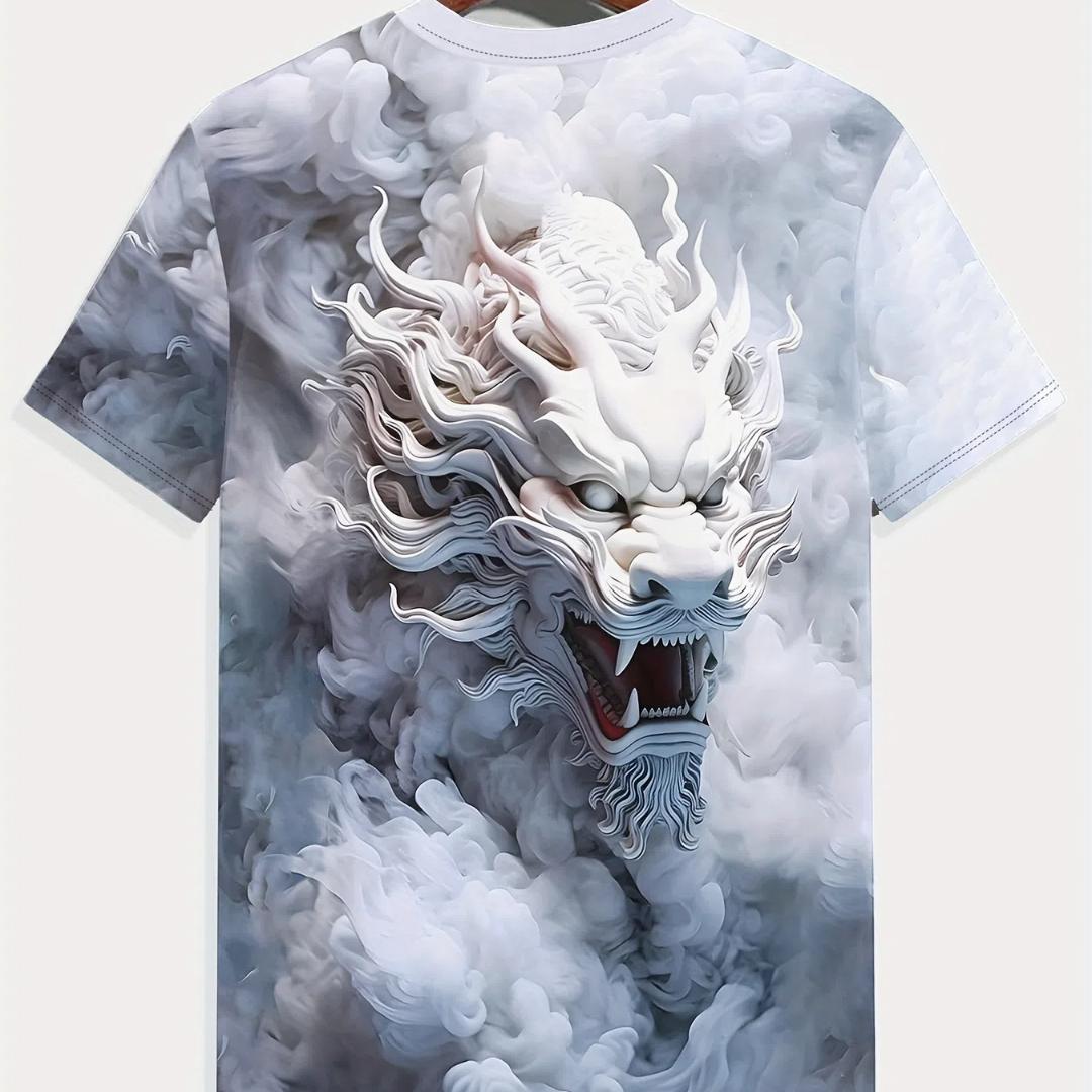 

Новый дизайн, китайский дракон 3D принтованный круглый вырез с коротким рукавом футболка для мужчин повседневная летняя футболка для отдыха на курортах футболки топы XS