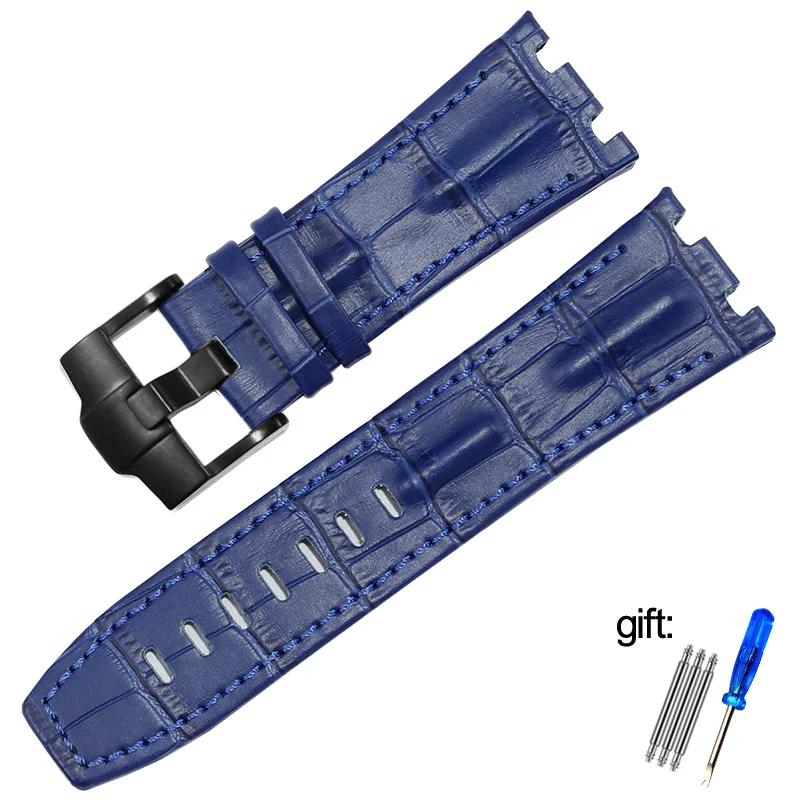 Genuine Leather watch Strap For AP  15703 Royal Oak Offshore Series 28mm Black Brown Blue Watchbands accessories men