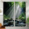 Misty Deep Forest Green Woods 3d Printed Curtains Suitable For Bedroom Living Room Kitchen Turning Decorative Curtains 2 Pieces
