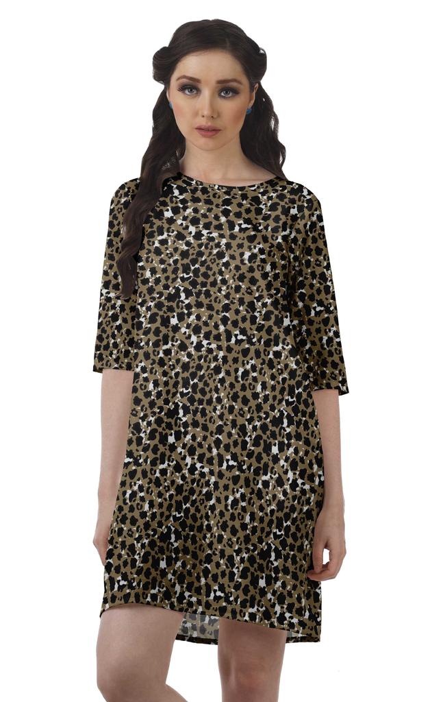 Moomaya Printed 3 4 Sleeve Winter Dresses For Women Scoop Neck Short Swing