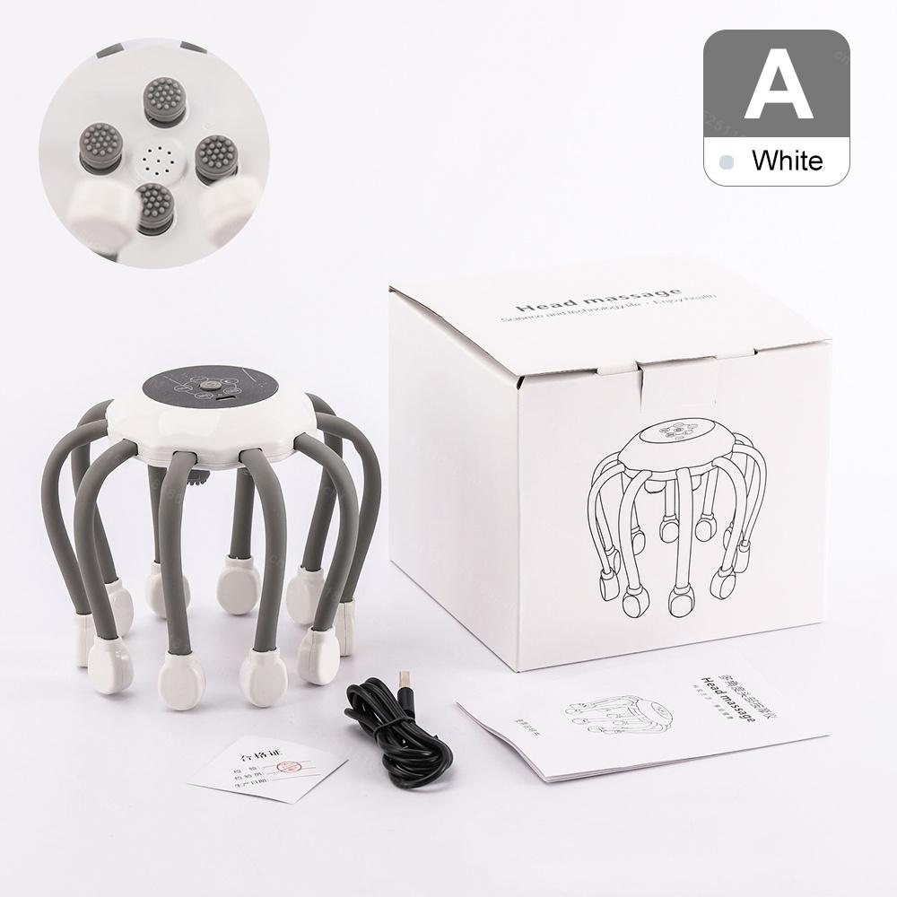 10 Massage Heads Scalp Head Massager Vibrator Octopus Claw Massager Usb Charging Scratcher for Relaxation Stress Migraine