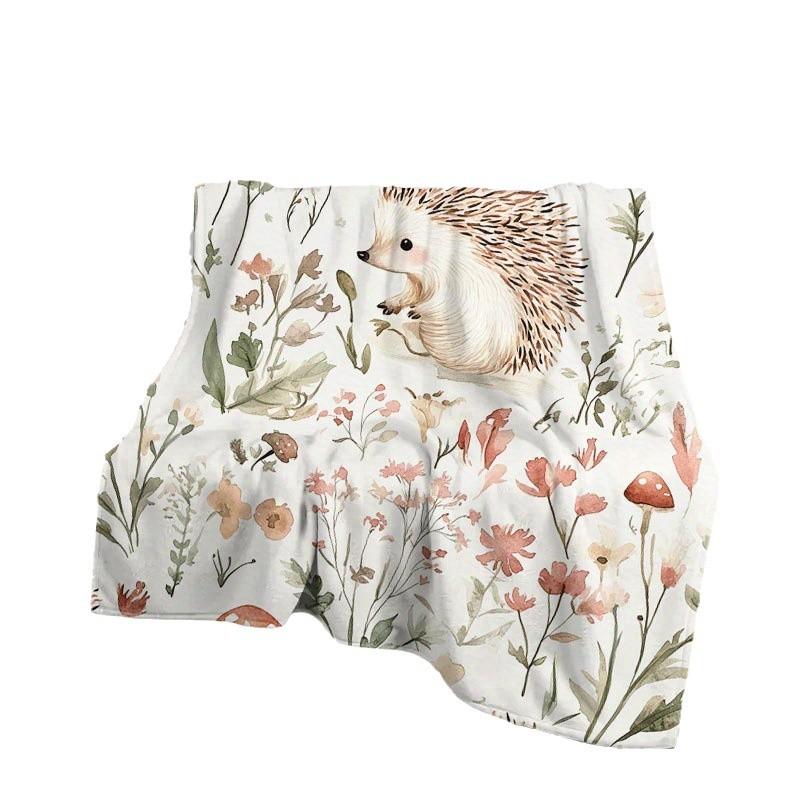 Cartoon Hedgehog Blanket Flannel Four Seasons Cute Animals And Plants Multi-Functional Lightweight Blanket Household Bedroom Blanket