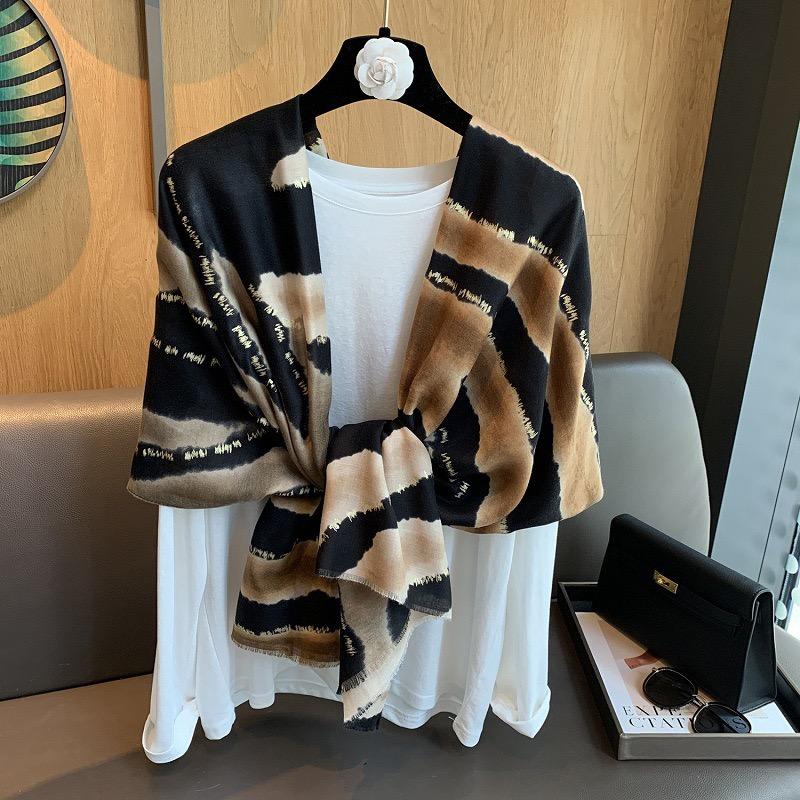 Women'S Winter Glitter Shimmer Fringe Printed Scarf Viscose Zebra Leopard Cotton Shawl Casual Muslim Hijab Travel-Friendly