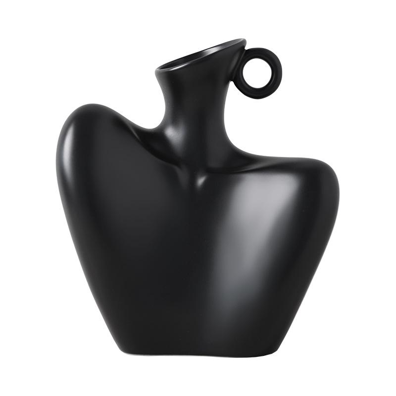

Y Human Body Vase Flower Holder Handmade Artworks Ceramic Decoration for Living Room Home TV Cabinet Ornament Clavicle Vases чорний