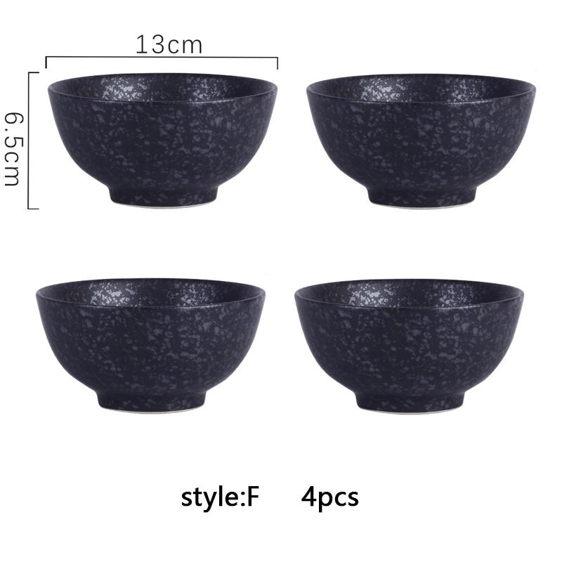 4pcs Ceramic Rice Bowl Set Cereal Soup Dessert Snack Bowl Kitchen Salad Serving Bowl Tableware Microwave Safe Japanese Style 5"