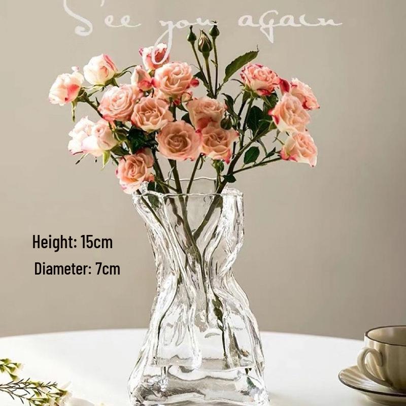 

Wabi-Sabi Style Irregular Glass Vase for Artistic Living Room Hydroponic Flower Arrangements