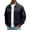 Men's Solid Color Pocket Zipper Jacket Men's Sports Large Size Casual Jacket