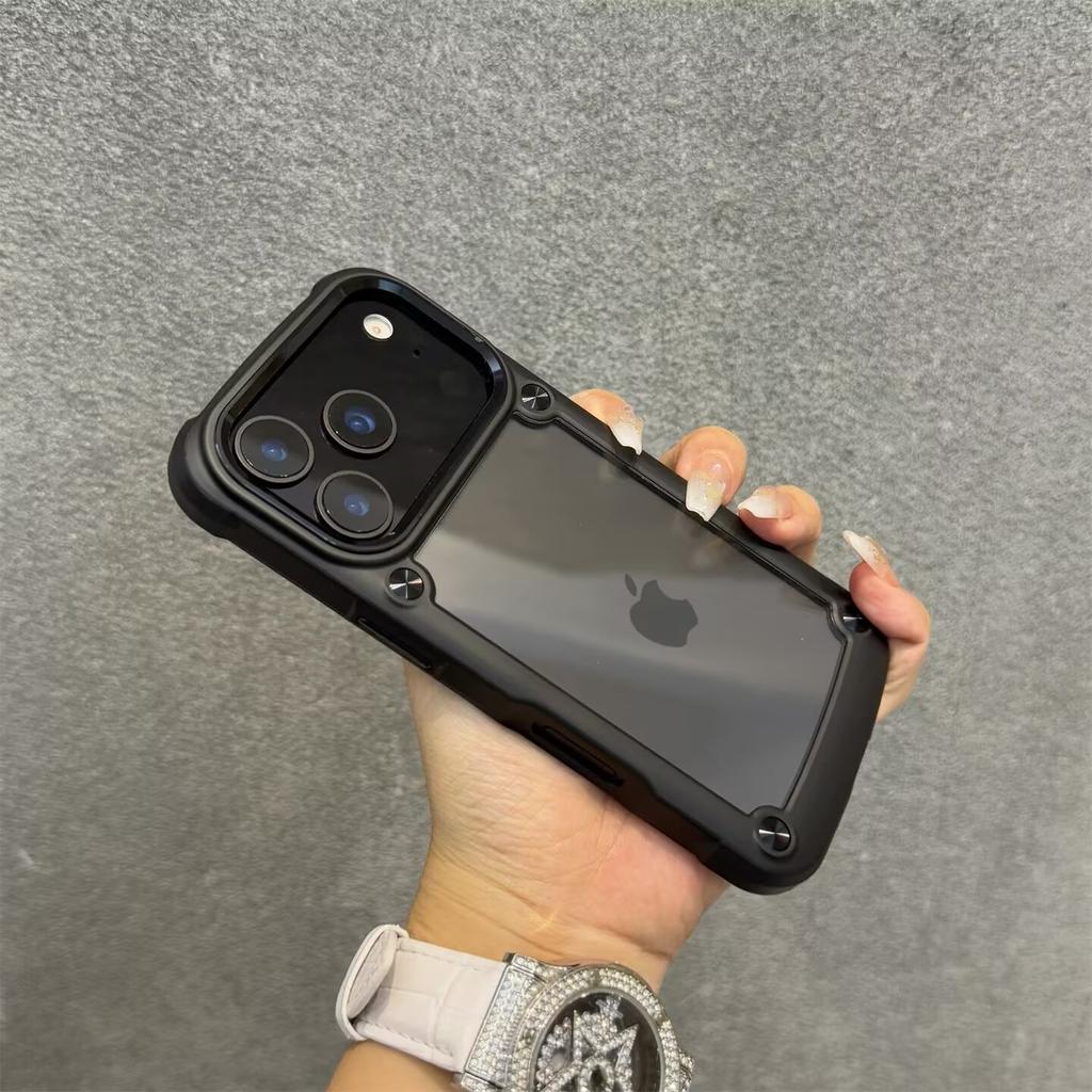Shockproof armor Clear Acrylic Phone Case For iPhone 17 16 15 14 13 12 11 Pro Max Plus XR XS X Bumper Hard Cover Funda