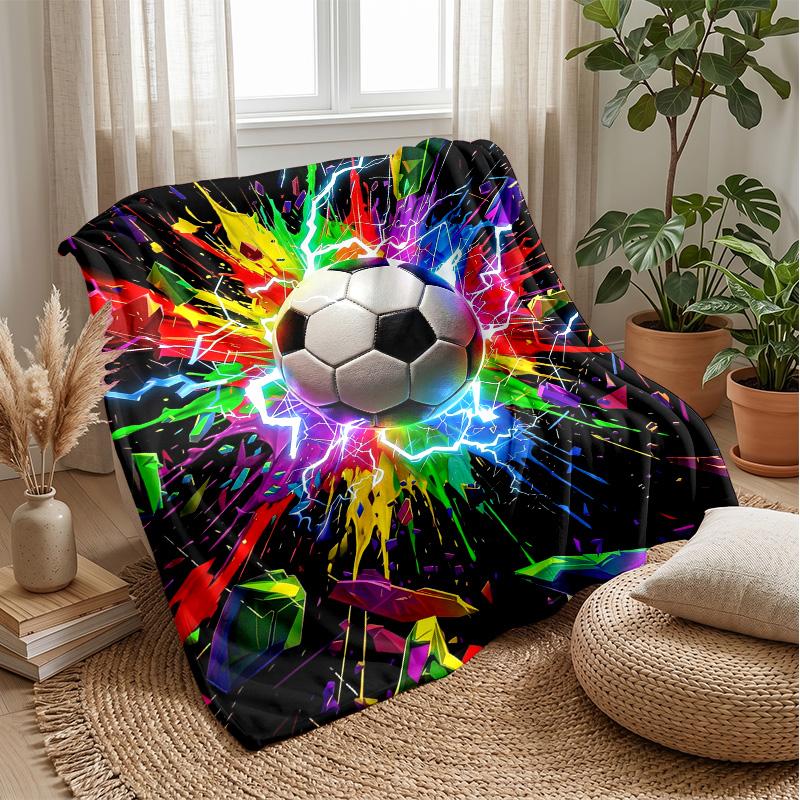Soccer Ball Energy Burst 2 Theme blanket Lightweight Warm Flannel Blanket Decorative Throw Blanket for Home Decoration