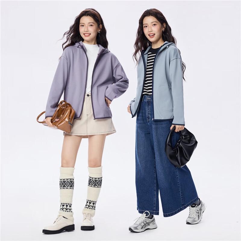 Giordano Women's Plus Velvet Hooded Cardigan