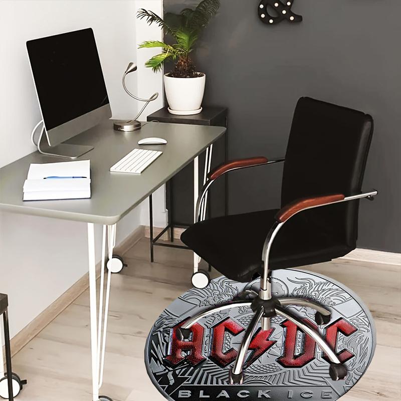 1pc AC/DC Black Ice Commemorative Coin Round carpet, Made of Polyester,Perfect for Decorating Office Chairs, Living Rooms fplt809