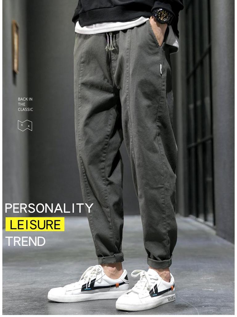 Pánské bavlněné džíny rovného střihu v korejském stylu - Ležérní pracovní trend Joggers
