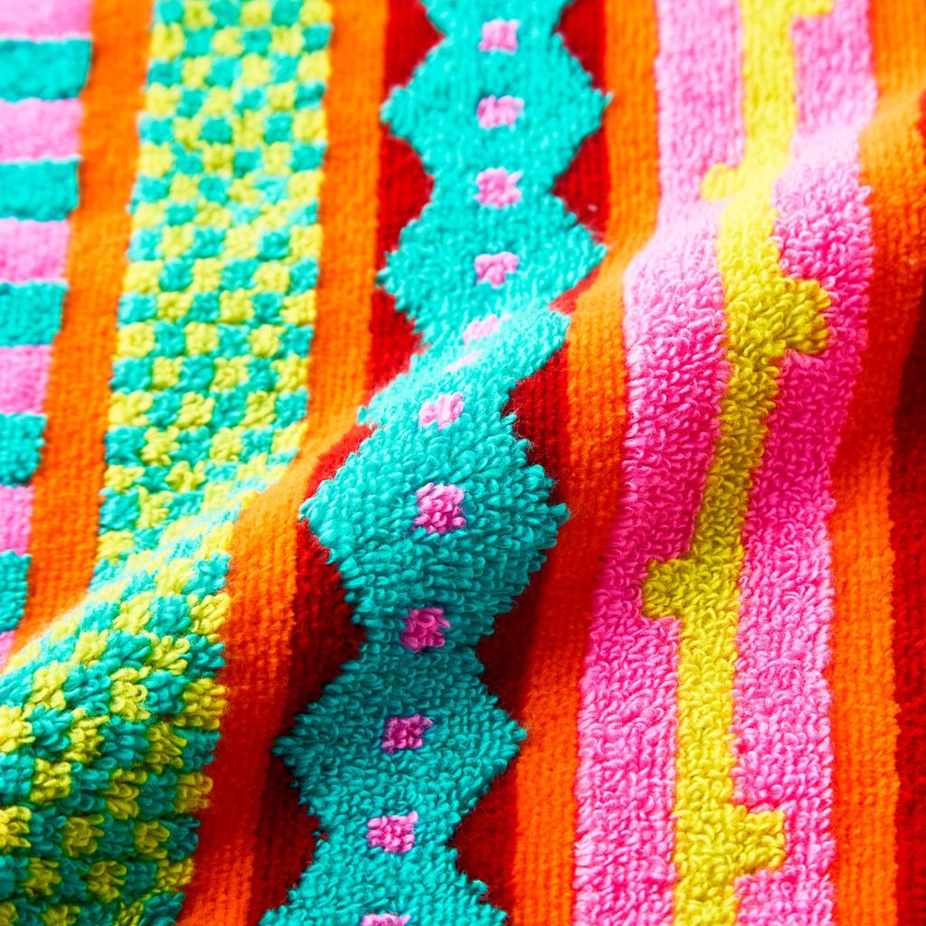 Nishikawa Atsuko Matano Mini Soft and Fluffy with Untwisted MEME Ribbon Towel, 25x25cm, Washable, 100% Cotton, Yarn, Shirring, Orange, TT44904663,
